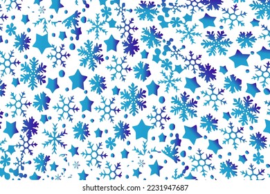New Year decorative background with snowflakes and stars