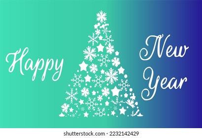 New Year decorative background with snowflakes and stars
