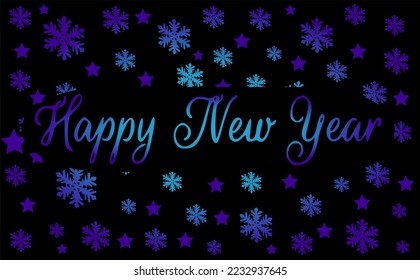 New Year decorative background with snowflakes and stars