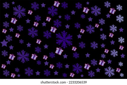 New Year decorative background with snowflakes and stars