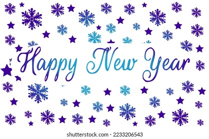 New Year decorative background with snowflakes and stars