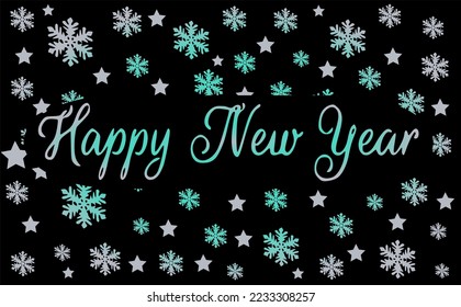 New Year decorative background with snowflakes and stars