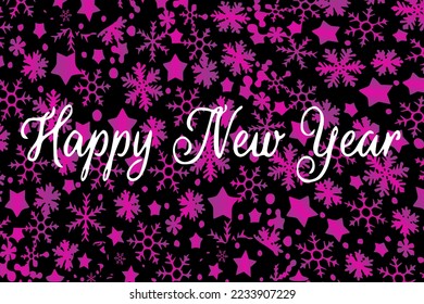 Fondo decorativo de Año Nuevo con copos de nieve y estrellas