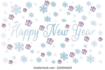 New Year decorative background with snowflakes and stars
