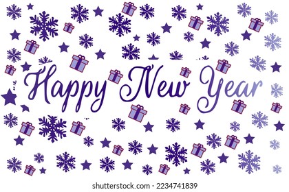 New Year decorative background with snowflakes and stars