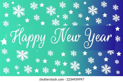 New Year decorative background with snowflakes and stars