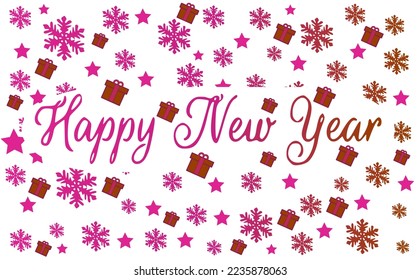 New Year decorative background with snowflakes and stars