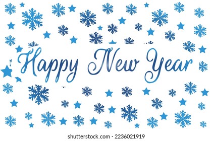 New Year decorative background with snowflakes and stars