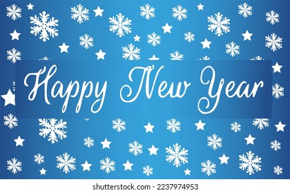 New Year decorative background with snowflakes and stars