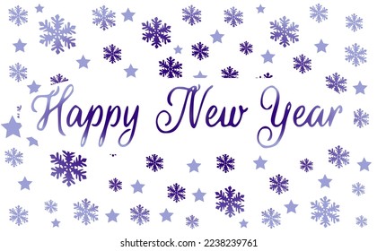 New Year decorative background with snowflakes and stars