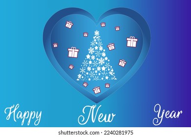 New Year decorative background with snowflakes and stars