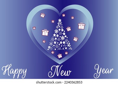 New Year decorative background with snowflakes and stars