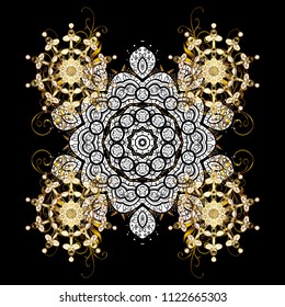New Year Decorative Snowflakes Background. Winter Snow Flakes Doodles. Hand Drawn Christmas Vector illustration.