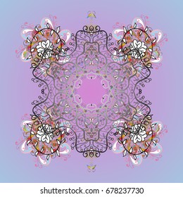 New Year Decorative Snowflakes Background. Winter Snow Flakes Doodles. Hand Drawn Christmas Vector illustration.