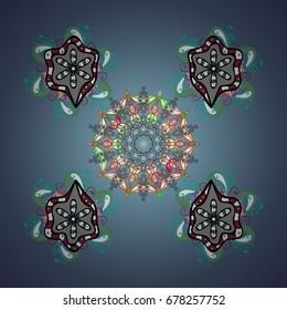 New Year Decorative Snowflakes Background. Winter Snow Flakes Doodles. Hand Drawn Christmas Vector illustration.