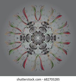 New Year Decorative Snowflakes Background. Winter Snow Flakes Doodles. Hand Drawn Christmas Vector illustration.