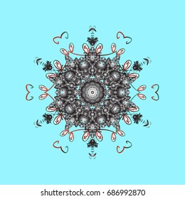 New Year Decorative Snowflakes Background. Winter Snow Flakes Doodles. Hand Drawn Christmas Vector illustration.