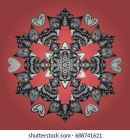 New Year Decorative Snowflakes Background. Winter Snow Flakes Doodles. Hand Drawn Christmas Vector illustration.