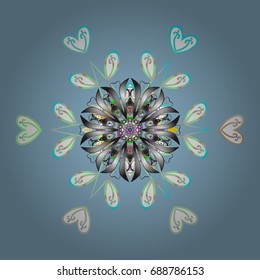 New Year Decorative Snowflakes Background. Winter Snow Flakes Doodles. Hand Drawn Christmas Vector illustration.