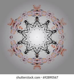 New Year Decorative Snowflakes Background. Winter Snow Flakes Doodles. Hand Drawn Christmas Vector illustration.