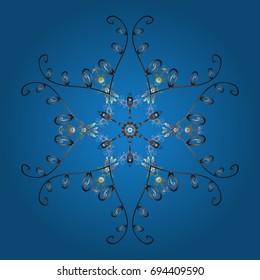New Year Decorative Snowflakes Background. Winter Snow Flakes Doodles. Hand Drawn Christmas Vector illustration.