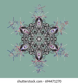 New Year Decorative Snowflakes Background. Winter Snow Flakes Doodles. Hand Drawn Christmas Vector illustration.