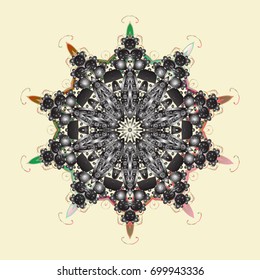 New Year Decorative Snowflakes Background. Winter Snow Flakes Doodles. Hand Drawn Christmas Vector illustration.