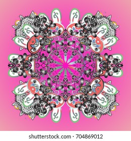 New Year Decorative Snowflakes Background. Winter Snow Flakes Doodles. Hand Drawn Christmas Vector illustration.