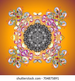 New Year Decorative Snowflakes Background. Winter Snow Flakes Doodles. Hand Drawn Christmas Vector illustration.