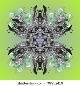 New Year Decorative Snowflakes Background. Winter Snow Flakes Doodles. Hand Drawn Christmas Vector illustration.