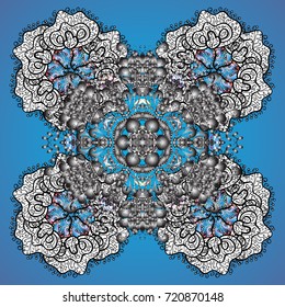 New Year Decorative Snowflakes Background. Winter Snow Flakes Doodles. Hand Drawn Christmas Vector illustration.