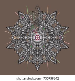 New Year Decorative Snowflakes Background. Winter Snow Flakes Doodles. Hand Drawn Christmas Vector illustration.