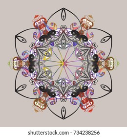 New Year Decorative Snowflakes Background. Winter Snow Flakes Doodles. Hand Drawn Christmas Vector illustration.