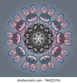 New Year Decorative Snowflakes Background. Winter Snow Flakes Doodles. Hand Drawn Christmas Vector illustration.