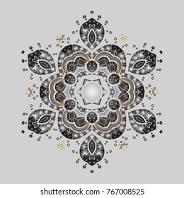 New Year Decorative Snowflakes Background. Winter Snow Flakes Doodles. Hand Drawn Christmas Vector illustration.
