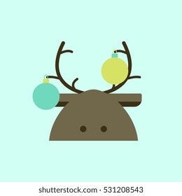 new year deer Vector illustration deer decorated with christmas balls