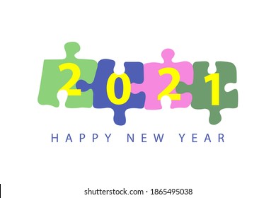 New Year Design 2021. Calendar theme puzzle font design