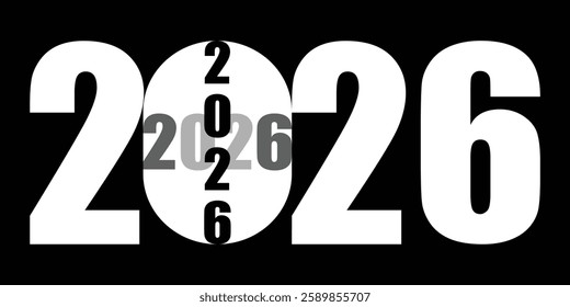 New Year design for 2026 with a elegent style number design . Social Media Post , New Year Greeting , Perfect Project for Celebration and Greeting .