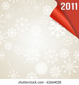 New year design element with curl showing 2011.