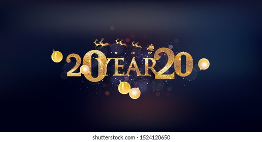 New year design levitating letters and objects. Vector illustration