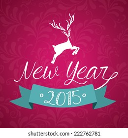 New year design over pink background, vector illustration