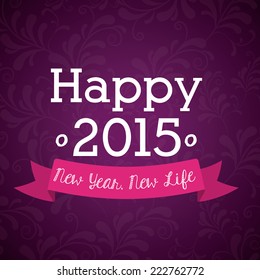 New year design over purple background, vector illustration