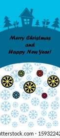 New Year design with stylized christmas ball and christmas tree. Vector illustration