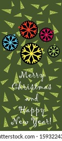 New Year design with stylized christmas ball and christmas tree. Vector illustration