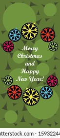 New Year design with stylized christmas ball and christmas tree. Vector illustration