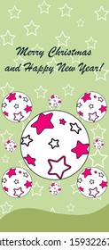 New Year design with stylized christmas ball and christmas tree. Vector illustration