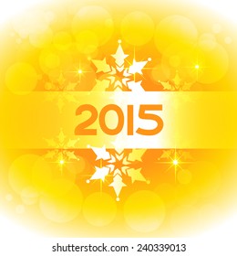 new year design in yellow theme with snowflakes and circles