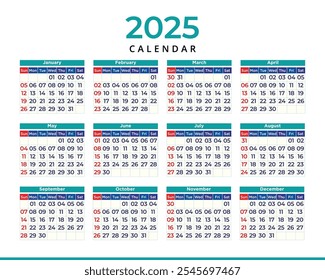 New year desk calendar 2025