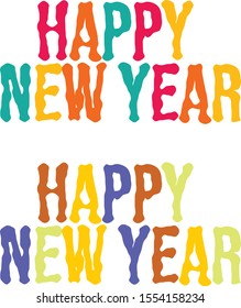 New Year distorted multi color typography in set of 2 color options 