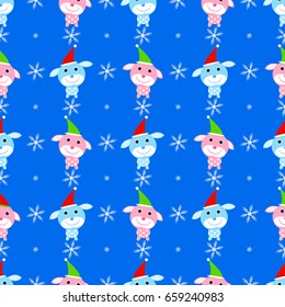 New year dog seamless pattern vector